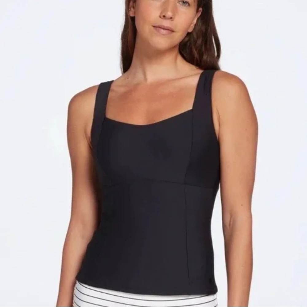 CALIA Women’s Power Sculpt Tankini Top Black – Size XS
